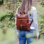 Leather Backpack With Pocket, Tan, thumbnail 1 of 5