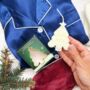 Luxury Christmas Pyjama Gift Set For Her – Royal Blue Satin Pjs, Eye Mask, Candle And Socks, thumbnail 2 of 9