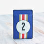 No2 Racing Blue And Stripe Leather Card Holder, thumbnail 2 of 3