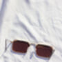 Brown Nose Bridge Angular Rectangle Aviator Sunglasses, thumbnail 7 of 9
