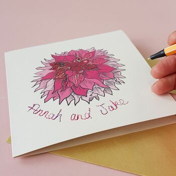 Personalised Dahlia Flower Embellished Card, 6 of 7