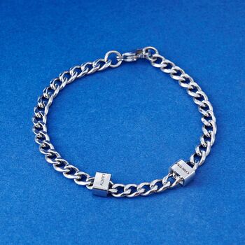 Gold Charm Name Initials Date Message Bracelet For Men And Women, 6 of 12