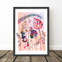 Pink Tropical Flower And Leaf Art Print, thumbnail 7 of 8