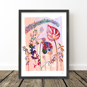 Pink Tropical Flower And Leaf Art Print, 7 of 8