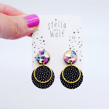 Abstract, Black And White Polka Dot Earrings, 3 of 7