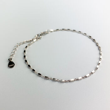 Sterling Silver Rectangle Link Chain Bracelet 14k Rose Gold Colour, 2 of 6