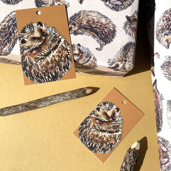 Hedgehog Watercolour Gift Wrap, 8 of 12