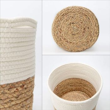 Natural Cotton Basket Planter Pot With Water Hyacinth, 4 of 4