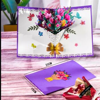 Pop Up 3D Purple Blank Card Bouquet, 3 of 4