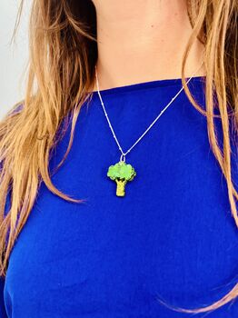Broccoli Glitter Charm Necklace / Foodie Gift / Novelty Vegetable Jewellery / Colourful Accessories, 6 of 6
