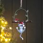 Cat Swinging On Branch Hanging Christmas Decoration, thumbnail 1 of 2