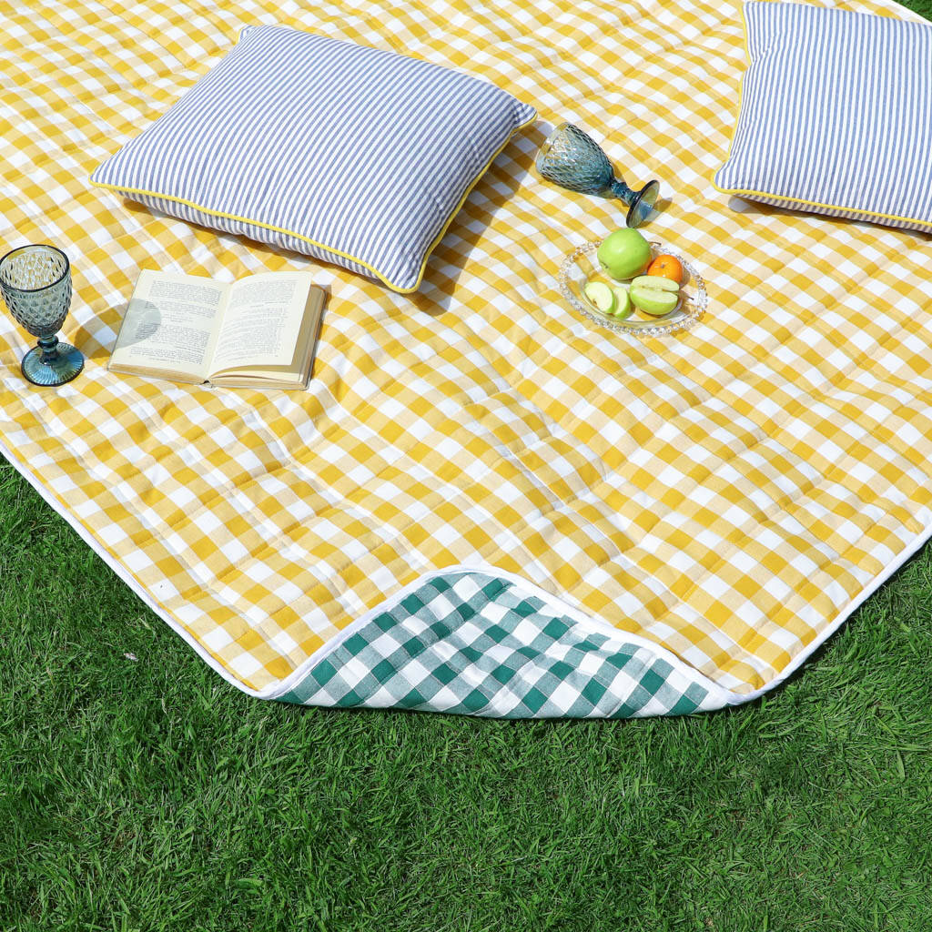 Reversible Country Gingham Summer Picnic Blanket By Dibor