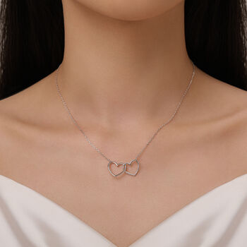 Sterling Silver Interlocking Heart Necklace, 8 of 12