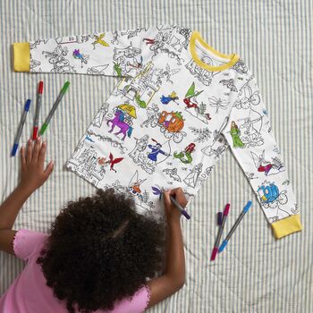 Fairytale Colour In Pyjamas + 10 Pens Colouring Kit, 3 of 12