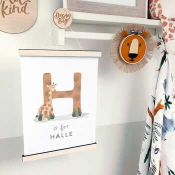 Personalised Giraffe Initial Nursery Print, 6 of 8