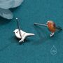 Sterling Silver Enamel Robin Bird Stud Earrings, Nature Inspired Earrings, thumbnail 3 of 12