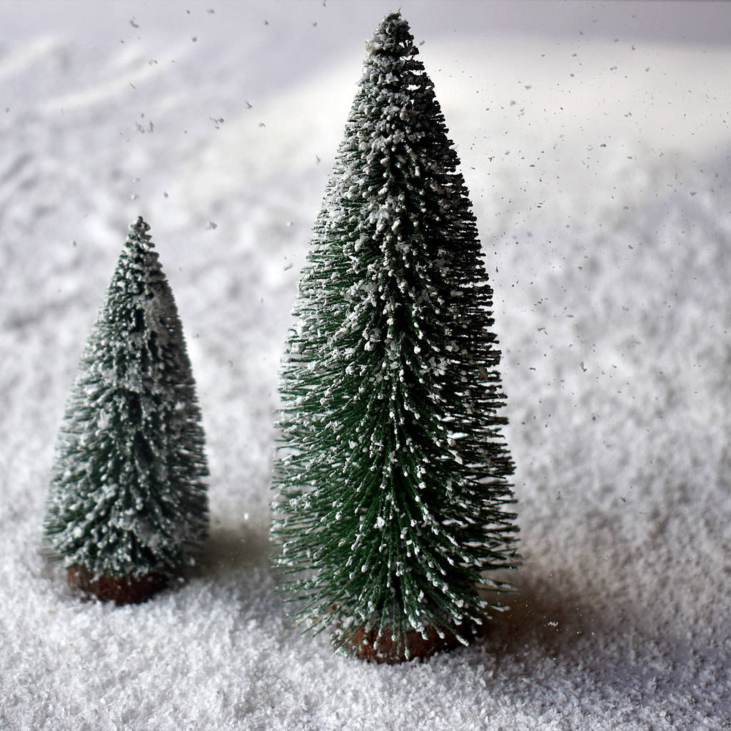 Set Of Two Snowy Bottle Brush Christmas Trees, 1 of 7