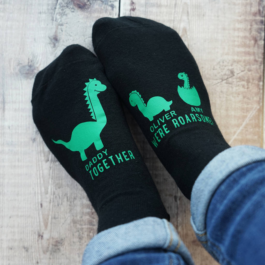 Fathers Day pretty little customs Printed Mens Boxers/Socks Set Daddysaurus Dino Dinosaur 