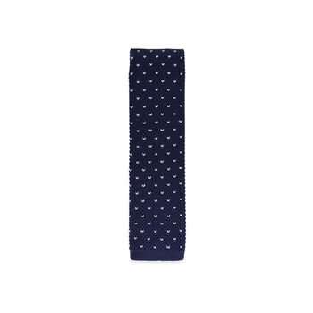 Men's Square End Knitted Tie With Dots | Navy Blue, 3 of 5