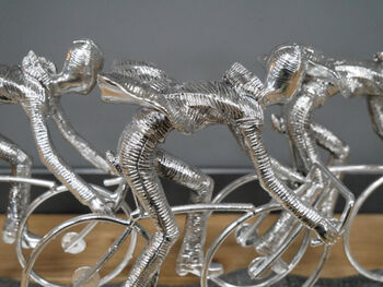 Huge 49cm Silver Cycling Race Ornament Bike Lover Gift, 5 of 5