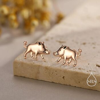 Sterling Silver Wild Boar Stud Earrings, 5 of 12