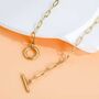 Gold Link Chain Water Resistant T Bar Layering Necklace, thumbnail 3 of 12