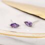 Sterling Silver Amethyst Purple Marquise Stud Earrings, thumbnail 1 of 9