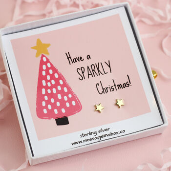 Sparkle Christmas Message Sterling Silver Stud Earrings, 2 of 9