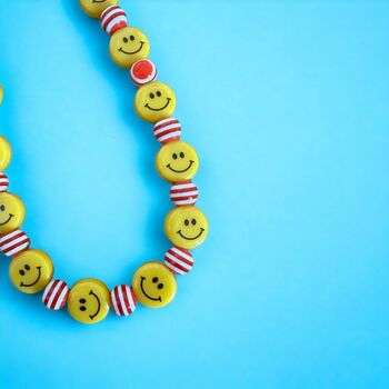 Happy Smiley Face Beaded Phone Charm, 2 of 3