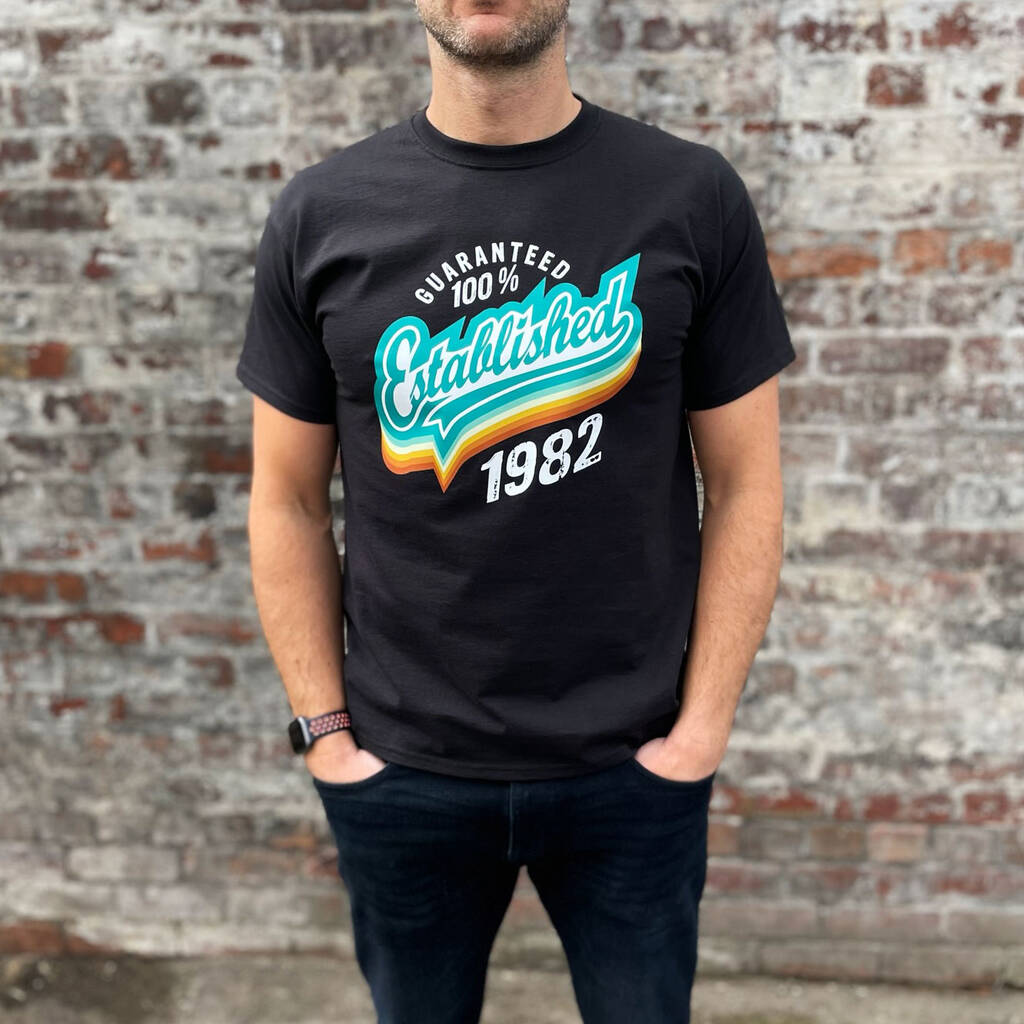 'Established 1982/83' 40th Birthday Gift T Shirt, 1 of 9