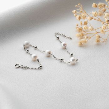 Freshwater Pearl Bracelet With Sterling Silver Balls, 8 of 9