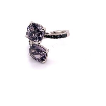 White Gold, Spinel And Black Diamond Crossover Ring, 4 of 10