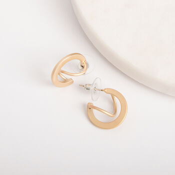 Matt Gold Colour Wave Geometric Stud Earrings, 3 of 3