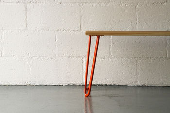 Bench With Industrial Hairpin Legs In Oak, 3 of 10
