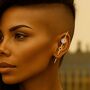 Gold Plated Silver Hexagon Moonstone Ear Pin Earrings, thumbnail 2 of 5