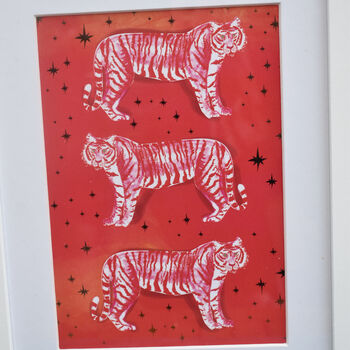 A5 Recycled Red Tiger Art Print, 3 of 5