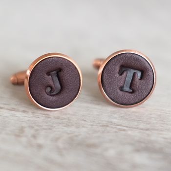 Personalised Leather Cufflinks Anniversary Gift, 8 of 12