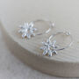 Sterling Silver Daisy Charm Hoops, thumbnail 4 of 11
