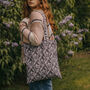 Silver Skull Print Cotton Shopper Tote Bag, thumbnail 1 of 2