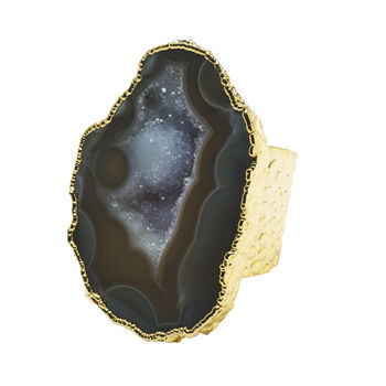 Neutral 'Mega' Gemstone Gold Plated Statement Ring, 3 of 8