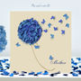 Mother Birthday Blue Hydrangea Butterflies Card, Not 3D, thumbnail 1 of 12