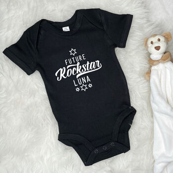 Future Rockstar Personalised Babygrow With Stars, 5 of 12
