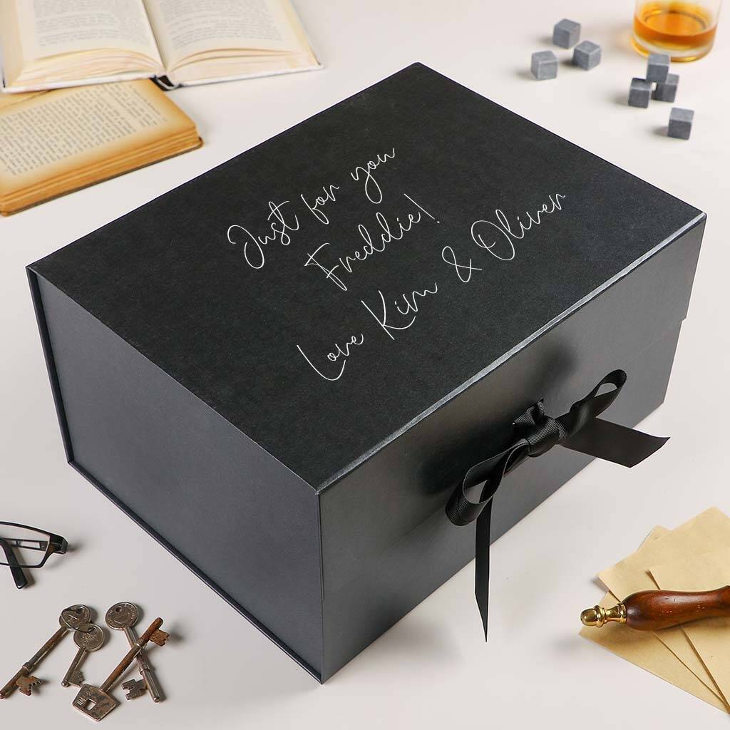 Extra Large Personalised Midnight Black Gift Box, 1 of 5