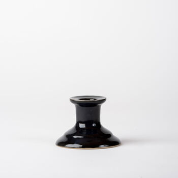 Handcrafted Ceramic Ink Black Taper Candle Stick, 2 of 3