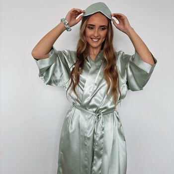 Sage Embroidered Bridesmaid Robes, 2 of 5