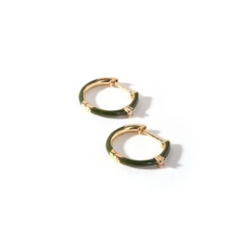 Gold Plated Sterling Silver Cz Enamel Hoop Earrings, 2 of 9