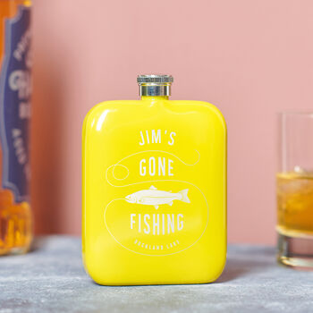 Personalised Gone Fishing Hip Flask, 6 of 8