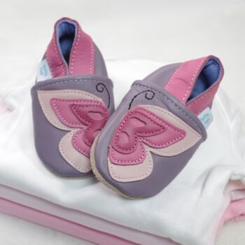 Dotty Fish Butterfly Soft Leather Baby Shoes With Barefoot Soles, 5 of 11