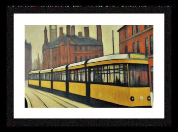 Framed 'Metrolink Tram' A4 Lowry Style Art Print, 2 of 2