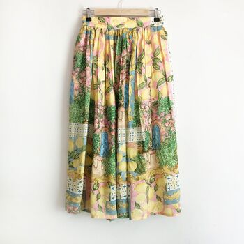 Lemon Garden Viscose Midi Skirt, 2 of 5